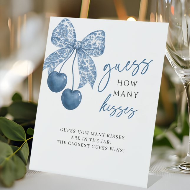 Something Blue Guess How Many Kisses Bridal Shower Pedestal Sign (Creator Uploaded)