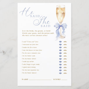 Something  Blue He Said She Said Game