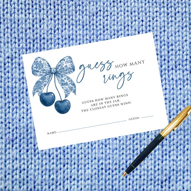 Something Blue How Many Rings Bridal Shower Game Enclosure Card (Creator Uploaded)
