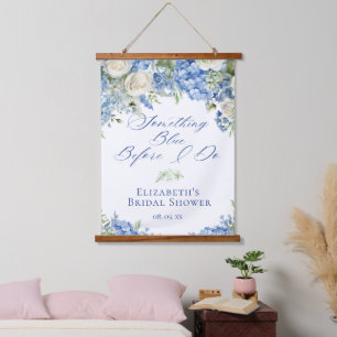 Something Blue Hydrangea Bridal Shower Backdrop Hanging Tapestry