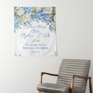 Something Blue Hydrangea Bridal Shower Backdrop Tapestry