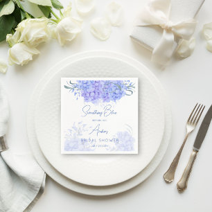 Something blue hydrangea bridal shower printed napkin