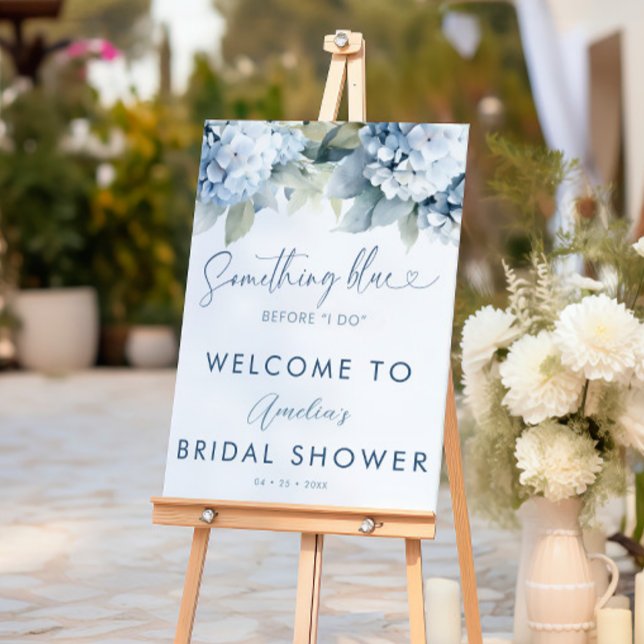 Something Blue Hydrangea Welcome Bridal Shower Acr Acrylic Sign (Creator Uploaded)