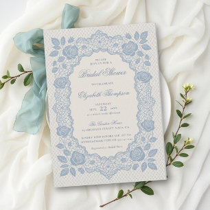 Something Blue Ivory Vintage Lace Bridal Shower Invitation