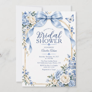 Something Blue Jar Chinoiserie Bow Bridal Shower  Invitation