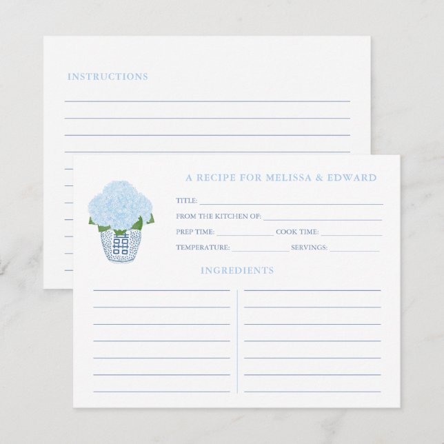 Something Blue Kitchen Bridal Shower Recipe Card (Front/Back)