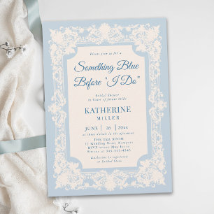 Something Blue Lace Modern Classic Bridal Shower Invitation