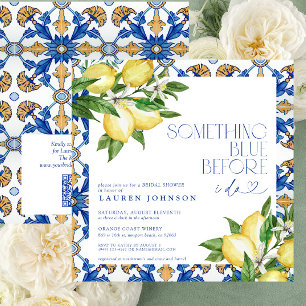 Something Blue Lemon Moroccan QR Bridal Shower Invitation