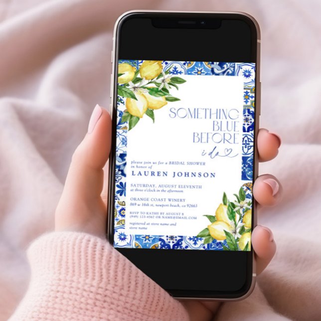 Something Blue Lemon Moroccan Tile Bridal Shower Invitation (Creator Uploaded)
