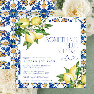 Something Blue Lemon Moroccan Tile Bridal Shower Invitation