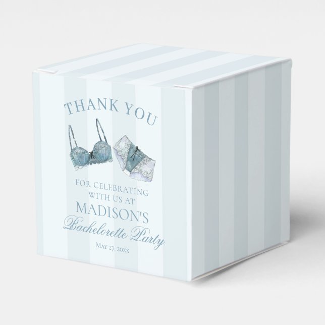 Something Blue Lingerie Bachelorette Party Dessert Favour Box (Front Side)