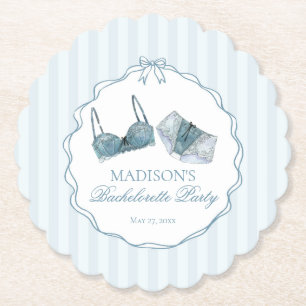 Something Blue Lingerie Lace Bachelorette Party Paper Coaster
