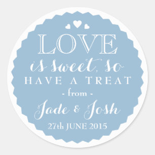 Something Blue Love is Sweet Bottlecap Style Favou Classic Round Sticker