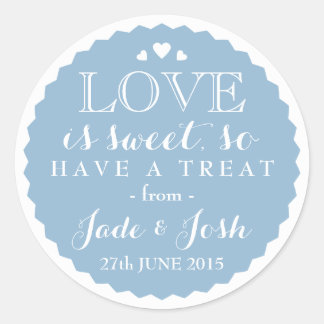 Something Blue Love is Sweet Bottlecap Style Favou Classic Round Sticker