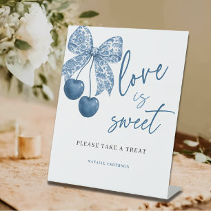 Something Blue Love is Sweet Bridal Shower Favors Pedestal Sign
