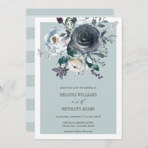 Something Blue Modern Botanical wedding Invitation
