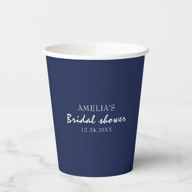 Something blue Navy blue Bridal Shower Paper Cups (Left)