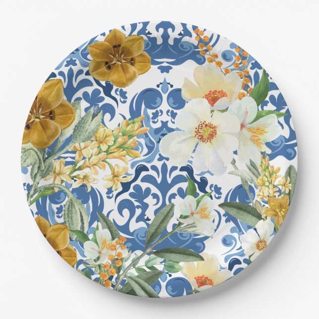 Something blue Navy blue Bridal Shower Welcome  Paper Plate (Front)