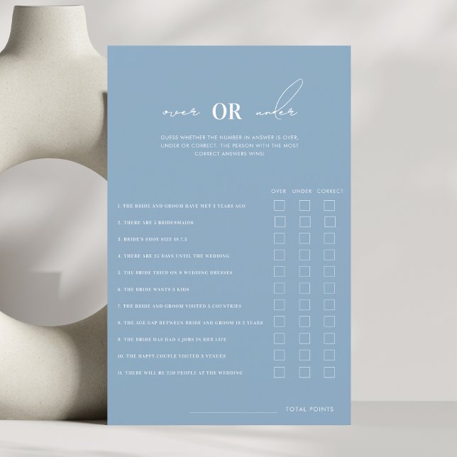 Something Blue Over or Under Bridal Shower Game (Creator Uploaded)