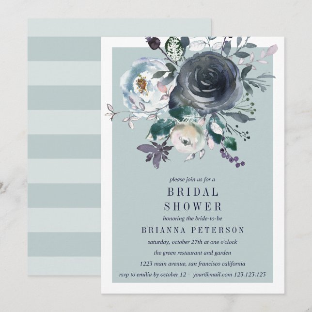 Something Blue | Peony Floral Bridal Shower Invitation (Front/Back)