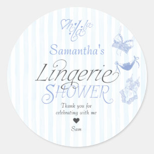 Something Blue Preppy Lace Lingerie Bridal Shower Classic Round Sticker