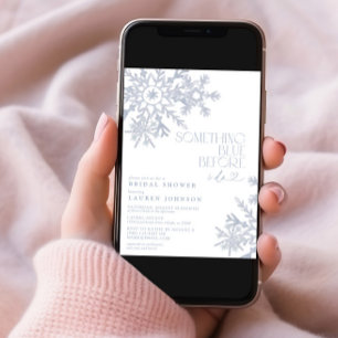Something Blue QR Snowflake Winter Bridal Shower Invitation