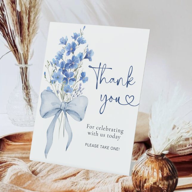 Something Blue Ribbon Bow Thank You Table  Pedestal Sign (Creator Uploaded)