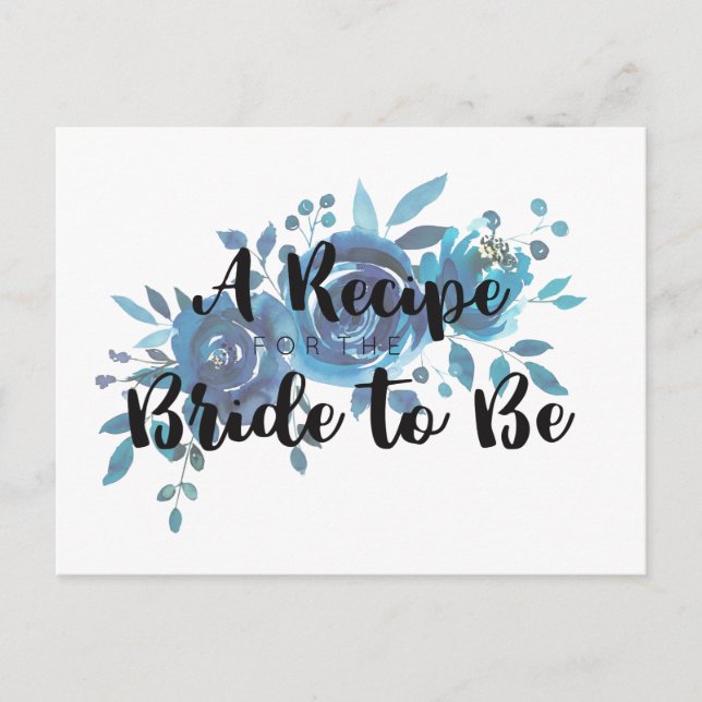 Something Blue Rose Bridal Shower Recipe Card (Front)