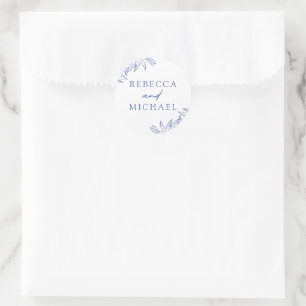 Something Blue Simple Botanical Classic Round Sticker