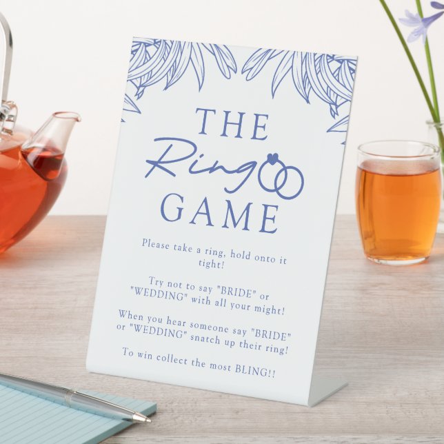 Something Blue Simple Botanical Don't Say Bride   Pedestal Sign (In SItu)