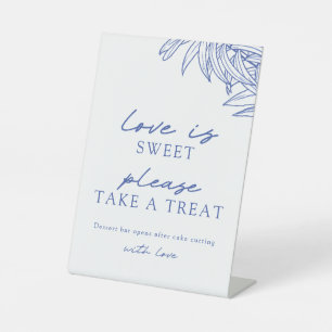 Something Blue Simple Botanical Love Is Sweet      Pedestal Sign