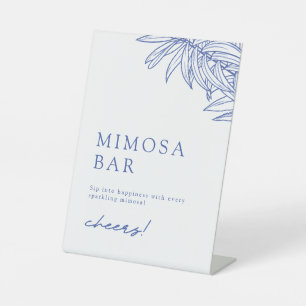 Something Blue Simple Botanical Mimosa Bar Pedestal Sign
