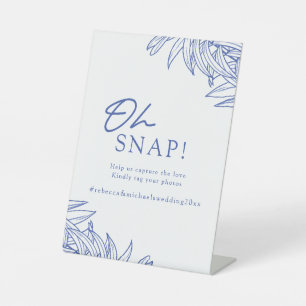 Something Blue Simple Botanical Oh Snap Photo Pedestal Sign