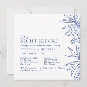 Something Blue Simple Botanical Rehearsal Dinner Invitation
