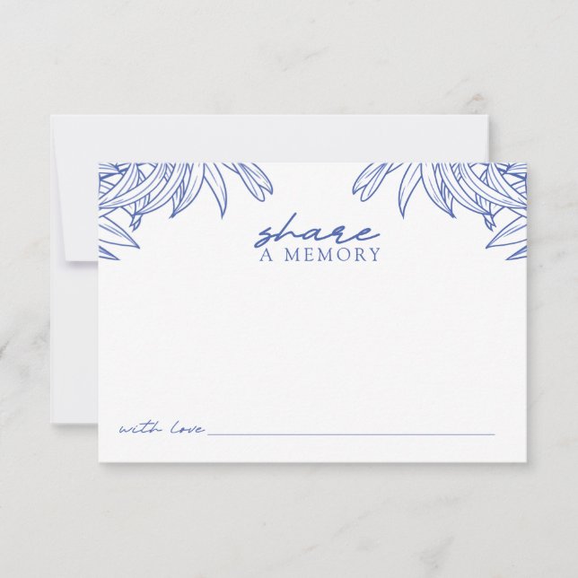 Something Blue Simple Botanical Share A Memory Thank You Card (Front)