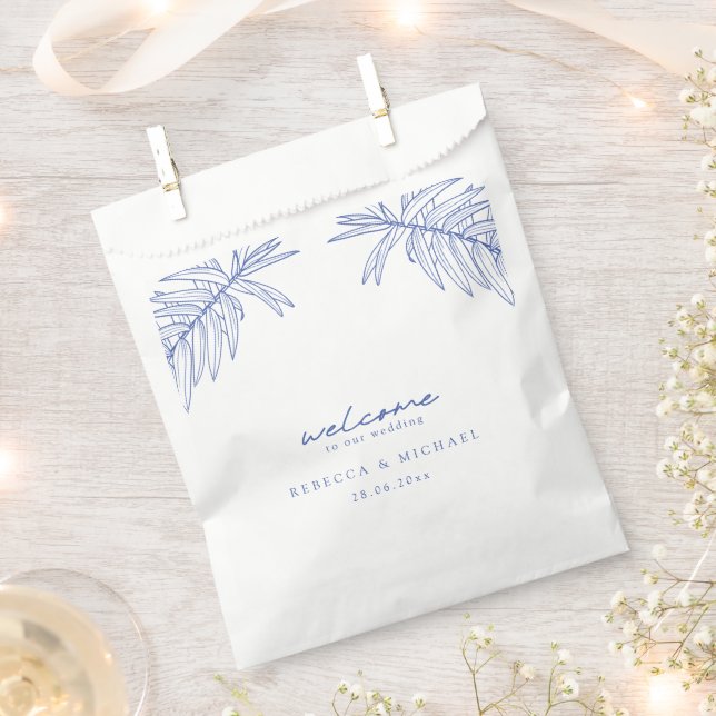 Something Blue Simple Botanical Wedding  Favour Bags (Clipped)