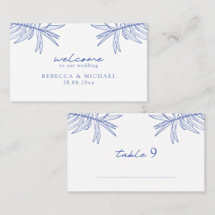Something Blue Simple Hand Drawn Botanical Flat Place Card