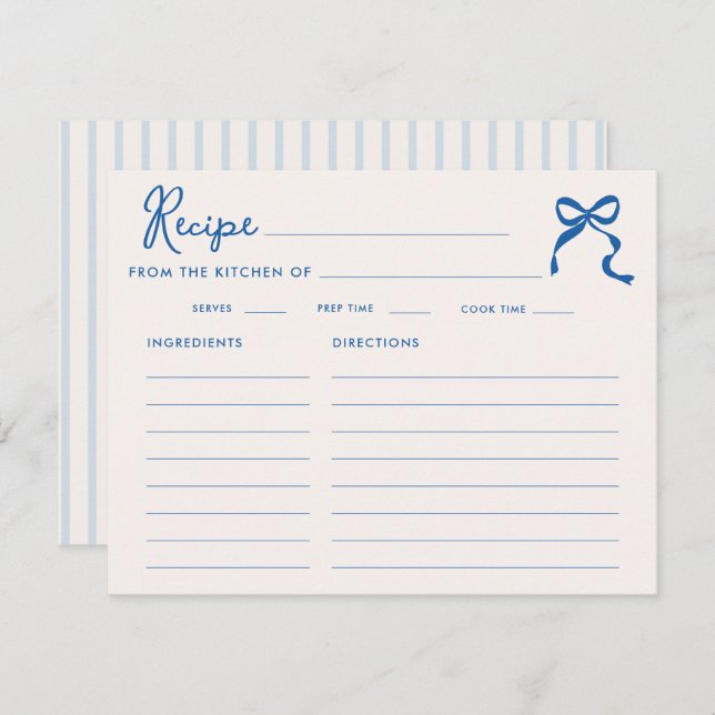 Something Blue Squiggle Frame Bow Bridal Shower Enclosure Card (Front/Back)