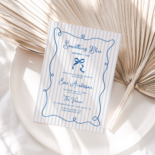 Something Blue Squiggle Frame Bow Bridal Shower Invitation