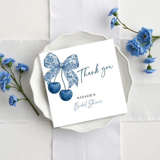 Something Blue Theme Blue Bow Bridal Shower Thank You Card (Creator Uploaded)
