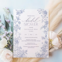 Something Blue Toile Bridal Shower Invite | Delft 