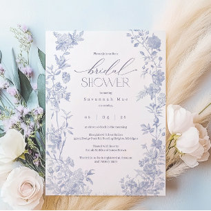 Something Blue Toile Bridal Shower Invite   Delft