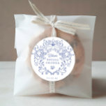 Something Blue Victorian Bridal Shower Favours Classic Round Sticker<br><div class="desc">This design features a blue porcelain victorian chinoiserie crest along with a lovely combination of elegant and classic fonts. See the entire collection for more matching items!</div>