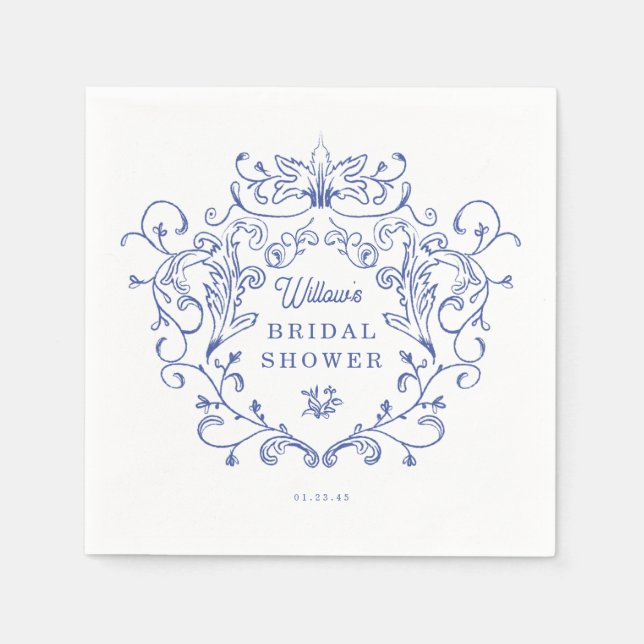 Something Blue Victorian Bridal Shower Napkin (Front)
