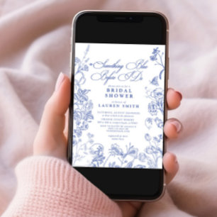 Something Blue Victorian Floral Bridal Shower Invitation
