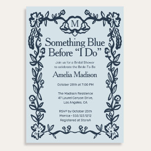 Something Blue Vintage Floral Bridal Shower Invitation