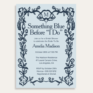 Something Blue Vintage Floral Bridal Shower Invitation