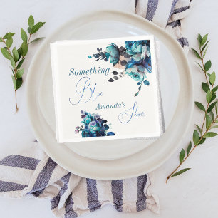Something Blue Watercolor Bouquet Bridal Shower Napkin