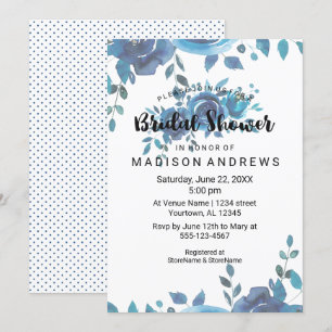 Something Blue Watercolor Bridal Shower Invitation