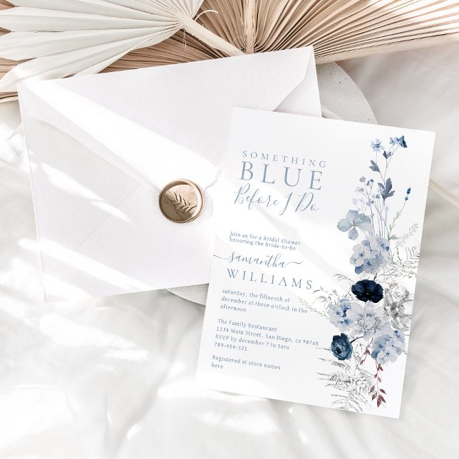 Something Blue Watercolor Floral Bridal Shower Invitation (Creator Uploaded)